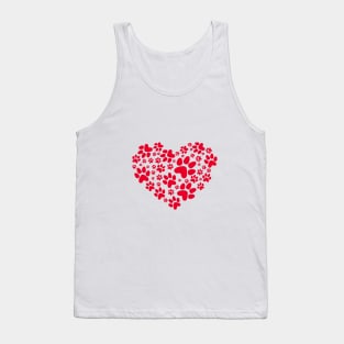 red paw prints heart Tank Top